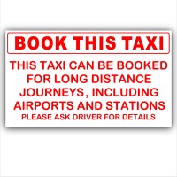 Book This Taxi-Red on White-Taxi,Minicab,Minibus Sticker-Airport,Station Bookings taken Information Vinyl Sign 